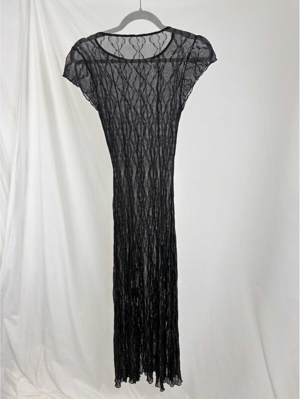 NWOT Find Me Now Second Skin Black Sheer Tassel Bow Slit Maxi Dress Size XS - Picture 8 of 9